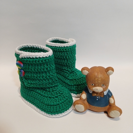 Baby-Schuhe, 0-3 Monate, Fußlänge EU 15 bis 8.5 cm grün/weiß