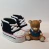 Baby-Schuhe, 0-3 Monate, Fußlänge EU 15 bis 8.5 cm schwarz/weiß