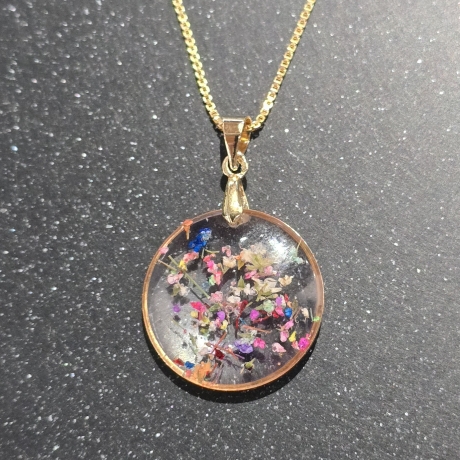 Gold/ Silberkette mit Blütenanhänger 18k/24k Gold/ 925 Silber 