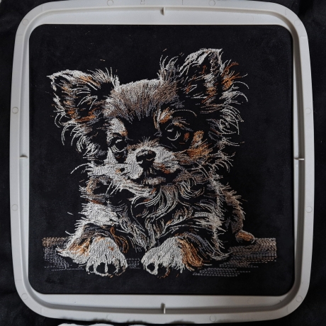 Neu Stickdatei Chihuahua Welpe Langhaar Cesar