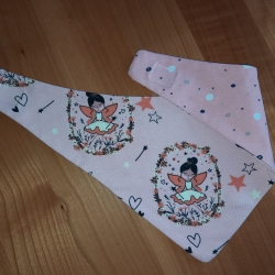 rosa Wendehalstuch mit Feen und Zauberstäben, Blumen, Sterne