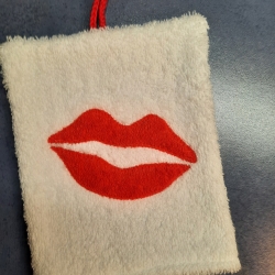 weißer Waschhandschuh Kussmund für Erwachsene