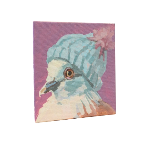 Taube Wilma, Original, handgemalt, Acrylbild, 10x10 cm, gerahmt