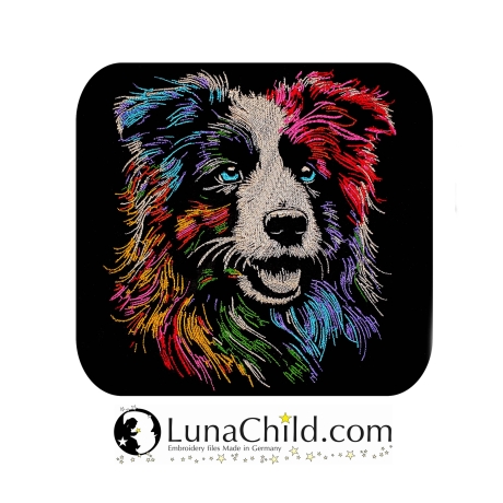 Stickdatei Australian Shepherd Siri Hund bunt Lunachild