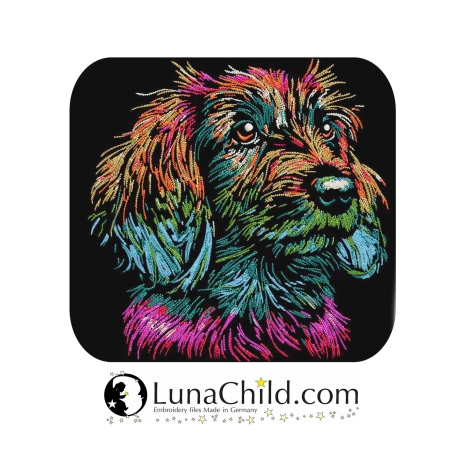 NEU Stickdatei  Rauhaardackel Hexi Hund realistisch