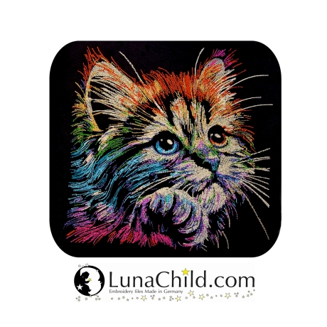 NEU Stickdatei Katze Jule realistisch bunt Lunachild