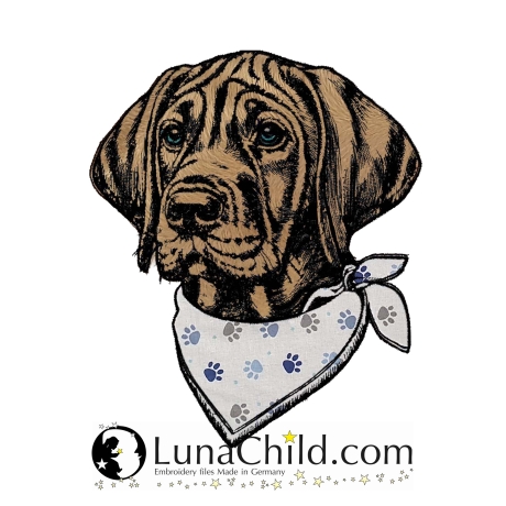 Stickdatei Applikation Rhodesian Ridgeback Elvis 