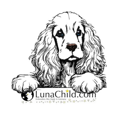 NEU Stickdatei Cocker Spaniel Merle Hund spähend