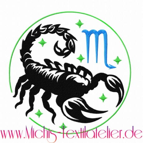 Skorpion  Sternzeichen - Stickdatei bei Michis Textilatelier