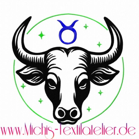 Stier Sternzeichen - Stickdatei bei Michis Textilatelier
