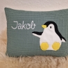Kissen Taufkissen Pinguin Waffel dustymint & Wunschnamen W1600