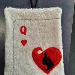 Waschhandschuh Spielkarte Herz Dame für Erwachsene