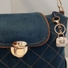 Upcycling Jeanstasche mit breitem bunten Schulterriemen
