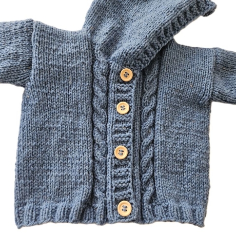 Bio Strickjacke mit Kapuze in Blau Größe 62/68  3-6 Monate