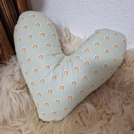 Herzkissen Brustherzkissen Lagerungskissen Regenbogen mint W1573
