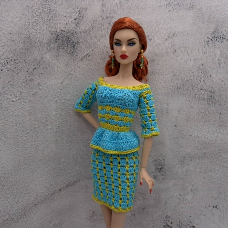 Handgehäkeltes Outfit für 1:6 Modepuppen (Barbie, Steffi)