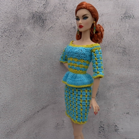 Handgehäkeltes Outfit für 1:6 Modepuppen (Barbie, Steffi)