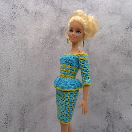 Handgehäkeltes Outfit für 1:6 Modepuppen (Barbie, Steffi)