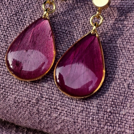 Blütenschmuck Echtblüten Ohrringe 18k/24k Gold/ Sterling Silber 