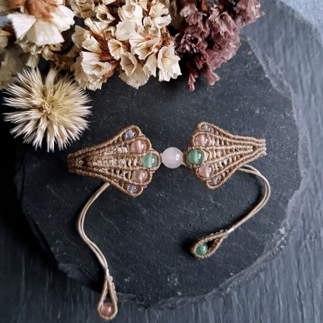 Makramee Armband mit Edelstein • Boho Jugendstil Schmuck