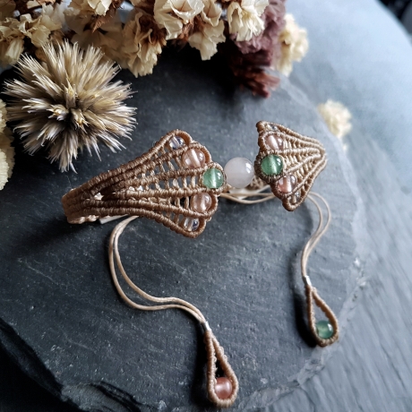 Makramee Armband mit Edelstein • Boho Jugendstil Schmuck
