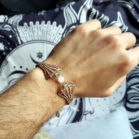 Makramee Armband mit Edelstein • Boho Jugendstil Schmuck