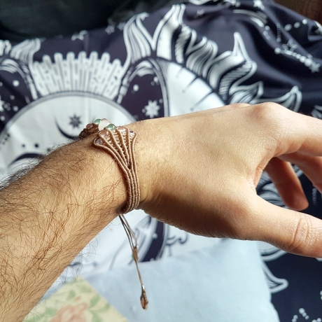 Makramee Armband mit Edelstein • Boho Jugendstil Schmuck