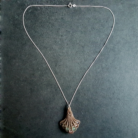 Makramee Kette • Jugendstil Schmuck • Boho Edelstein Kette