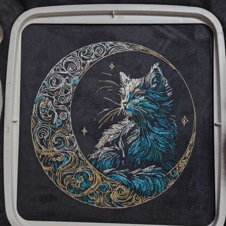NEU Stickdatei Katze Mond Marbel realistisch 