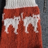 Socken Gr. 38/39 Katzenmotiv weiß und terracotta