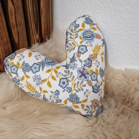 Herzkissen Brustherzkissen Lagerungskissen Blumen blau gelb W1571