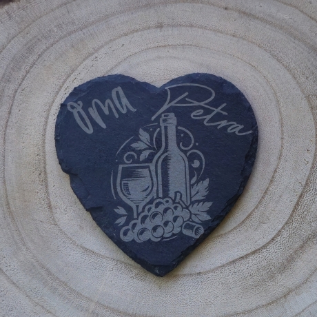 Personalisierbare Herzuntersetzer aus Schiefer ♥
