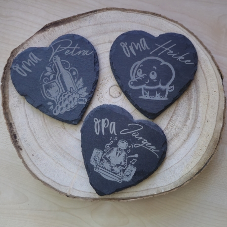 Personalisierbare Herzuntersetzer aus Schiefer ♥