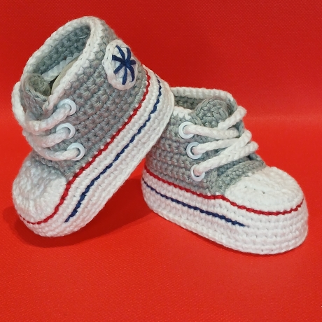 Baby-Schuhe, Neugeburt = Fußlänge EU 15 bis 8.5 cm steingrau/weiß