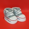 Baby-Schuhe, Neugeburt = Fußlänge EU 15 bis 8.5 cm steingrau/weiß