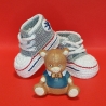 Baby-Schuhe, 0-3 Monate, Fußlänge EU 15 bis 8.5 cm steingrau/weiß