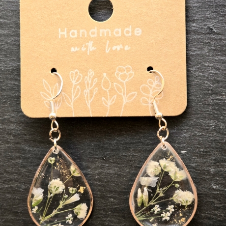 Blütenschmuck Echtblüten Ohrringe 18k/24k Gold/ Sterling Silber 