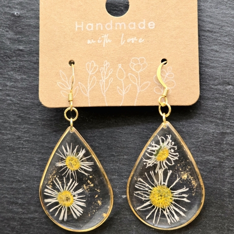 Blütenschmuck Echtblüten Ohrringe 18k/24k Gold/ Sterling Silber 