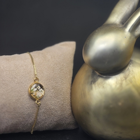 Armband mit Blüten 18k vergoldet/ Edelstahl/Sterling Silber 