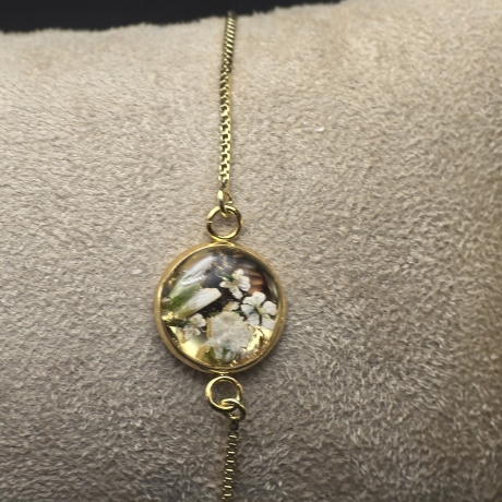 Armband mit Blüten 18k vergoldet/ Edelstahl/Sterling Silber 