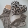 Socken Gr.36/37 mit Knopf-handgestrickt-hellbraun