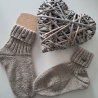 Socken Gr.36/37 mit Knopf-handgestrickt-hellbraun