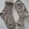 Socken Gr.36/37 mit Knopf-handgestrickt-hellbraun