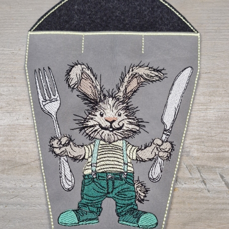ITH Besteckhülle hungriger Hase - 14.08x20.44 cm