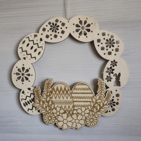 Osterdeko - Osterkranz aus Holzostereiern mit 3D Effekt