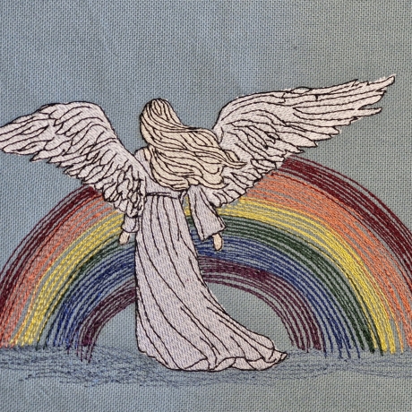 Engel 01 mit Regenbogen - 17.47 x 11.65 cm