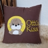 Kissen Taufkissen Otter uni braun gelb & Wunschnamen W1592