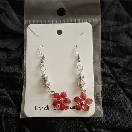 Ohrring Blume pink/silber