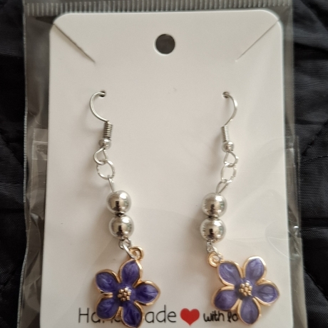 Ohrring Blume lila/silber 