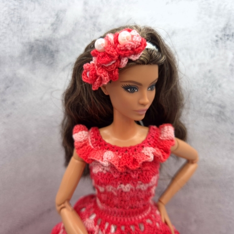 Rotes Puppenkleid und Zubehör für 1:6 Puppen (Barbie, Steffi)
